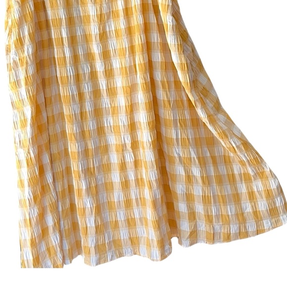 NWT | NASTY GAL PLUS SIZE SMOCKED GINGHAM MIDI DRESS LEMON YELLOW | SIZE 22 - Picture 6 of 12